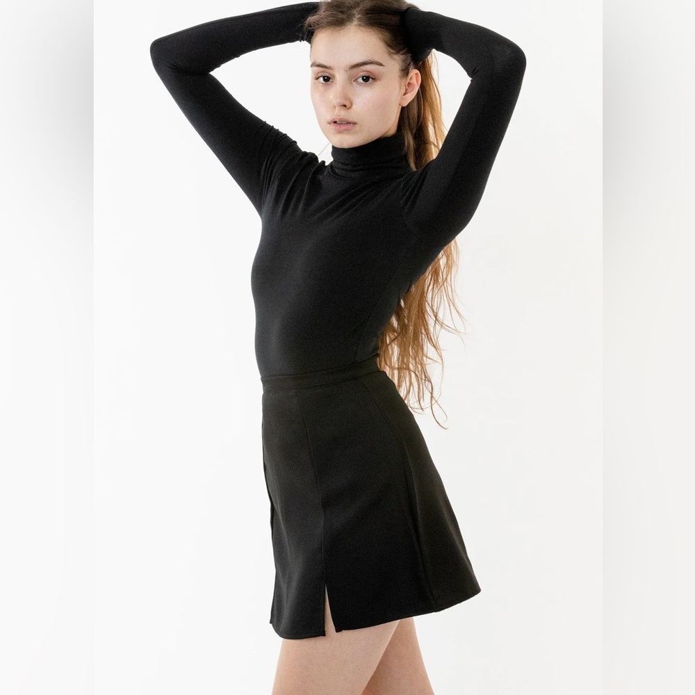 Black Los Angeles Apparel Valley A-Line mini slit skirt Size S